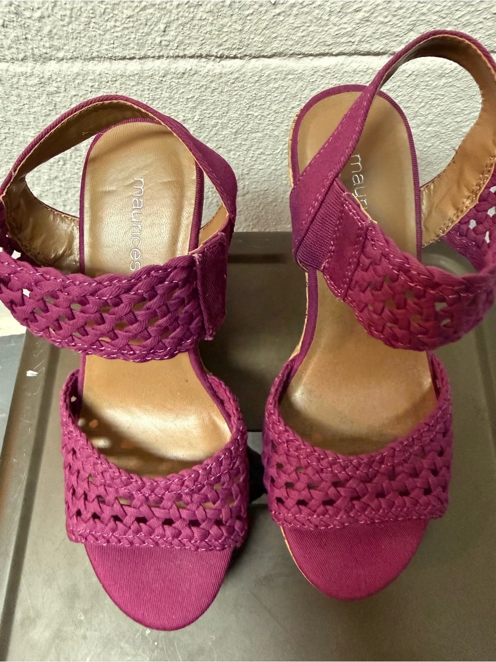 Maurices Braided Magenta Platform Sandals